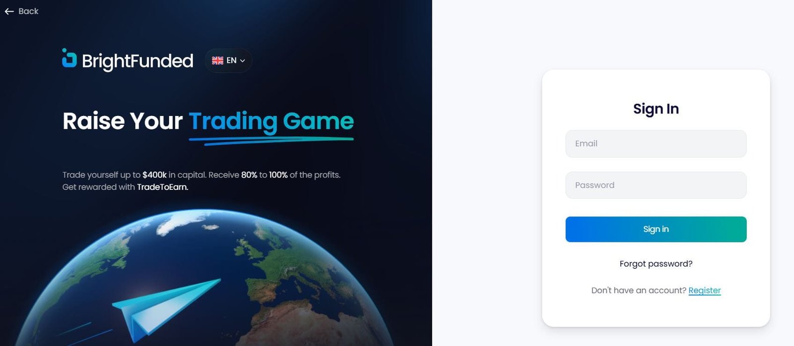 BrightFunded Login page