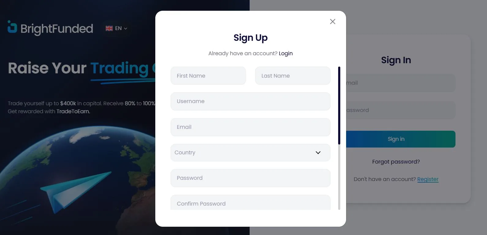 BrightFunded Registration